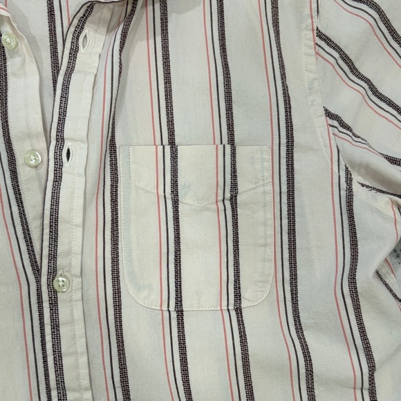 Old Navy Men's Casual Beige and Brown Striped Shirt NWOT - Picture 2 of 5